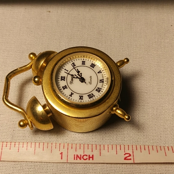 Mantel Carriage Clock  Gold Tone Mini Size - Picture 5 of 5